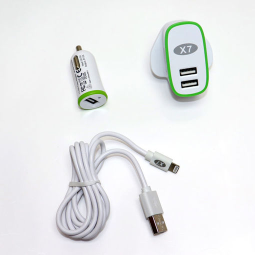 Picture of HOME CHARGER IPHONE  2USB+CAR CHARGER 3.4A WH X7