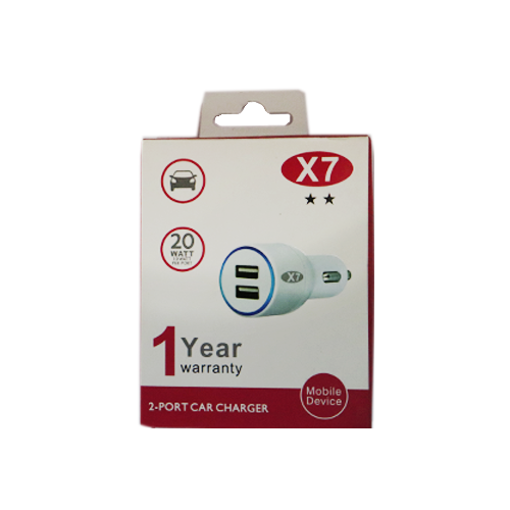 Picture of CAR CHARGER 2USB WHITE 20W X7