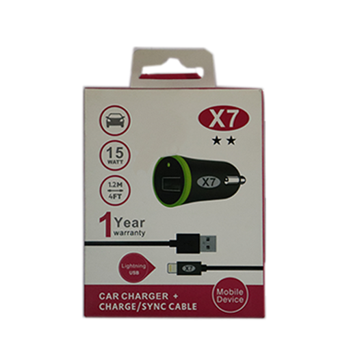 صورة CAR CHARGER IPHONE 1USB 15W BLACK X7